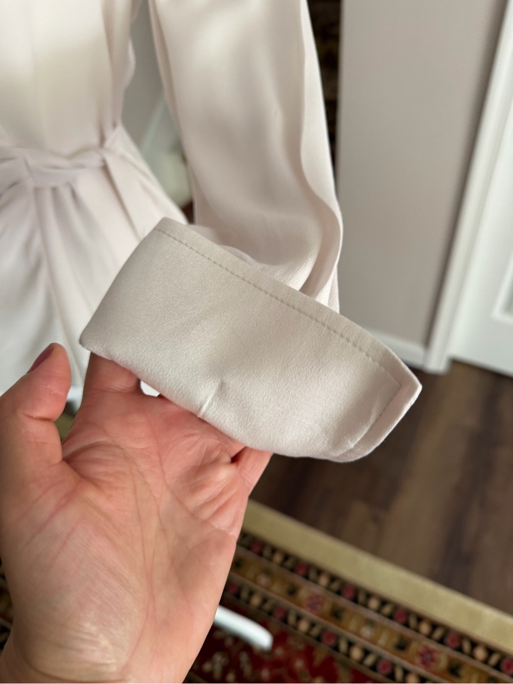 Mango Soft Cream Wrap Blouse with Side Tie - Picture 4 of 11